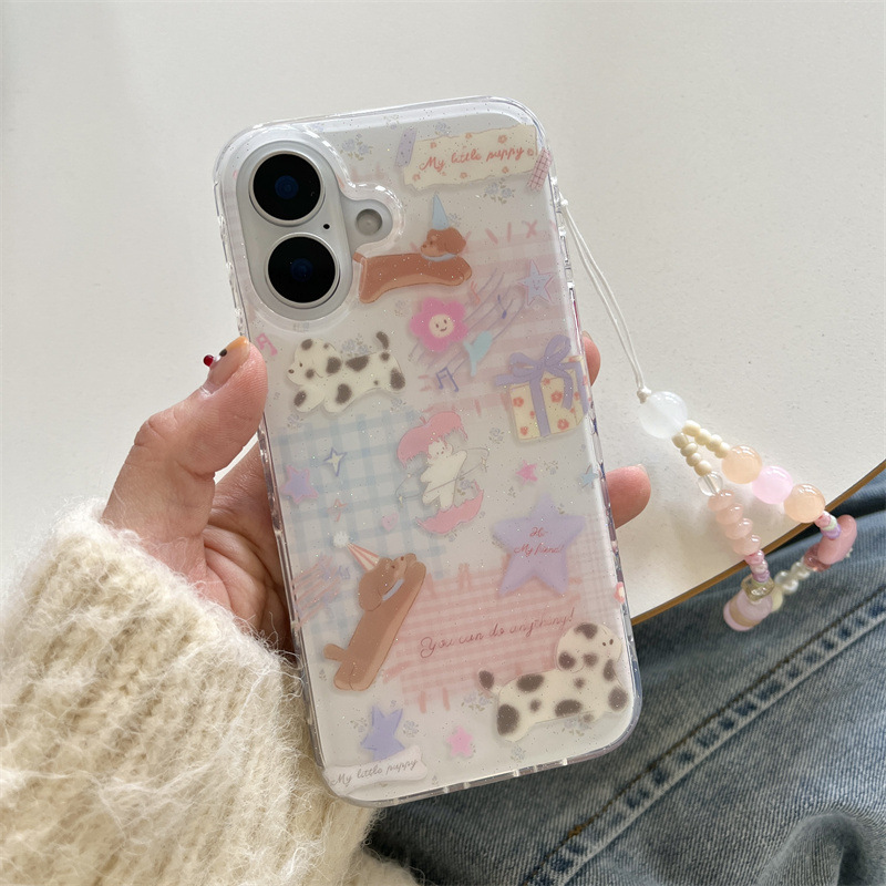 Ins Star Cartoon Puppy for iPhone16 Apple 15ProMax/14 Mobile Phone Case 13 New Portable Rope Ins Star Cartoon Puppy for iPhone16 Apple 15ProMax/14 Mobile Phone Case 13 New Portable Rope
