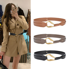 Fashionable genuine leather decorative belt, versatile large windbreaker sweater, elastic wide belt, girdle and dress