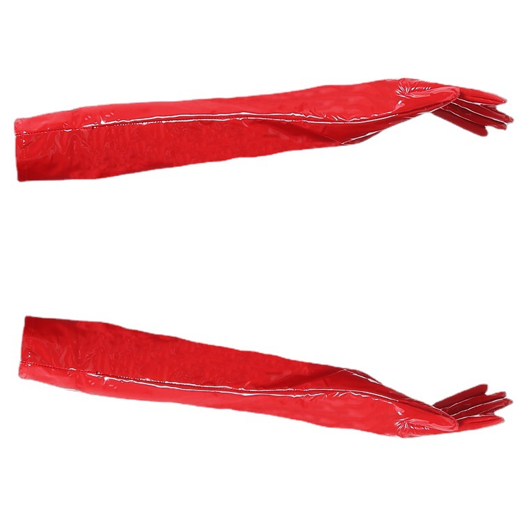 Luo Yifei alta elástico brillante guantes de cuero europeo y americano punk hip hop pu guantes sexy Lencería fabricante 6825