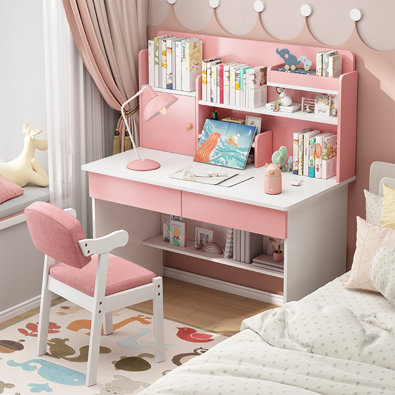 Escritorio estudiante hogar dormitorio escritorio estantería escritorio de la computadora integrada Escritorio de estudio simple niños y niñas Escritorio de escritura