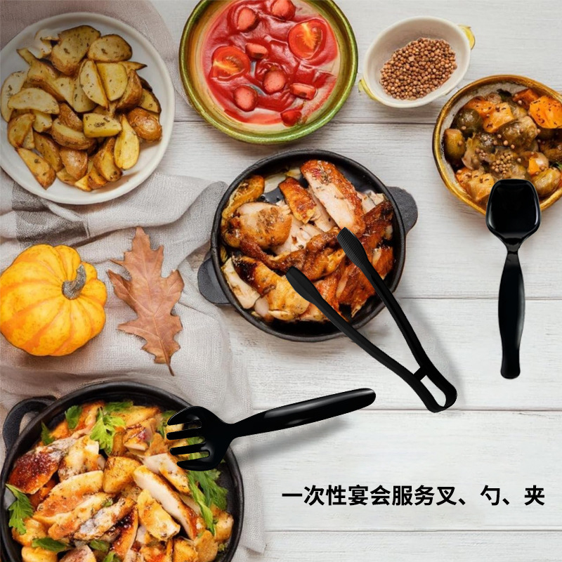 Cuchillos y tenedores de banquete desechables transfronterizos cucharas y tenedores de servicio de fiesta Amazon cucharas y tenedores de plástico abrazadera de cubiertos