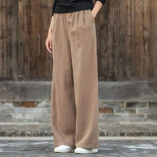 Cotton and Linen Wide Leg Pants 2025 Spring and Summer Literary Leisure Pants Wide Foot Broad Leg Pants Linen Versatile Women's Long Pants