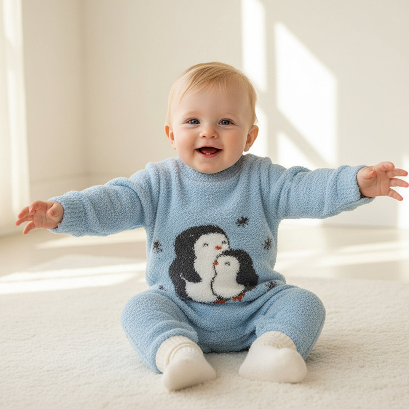 [New Product] Little Pig David Baby Half Velvet Jumpsuit Winter Thickened Warm Newborn Baby One-Piece Romper