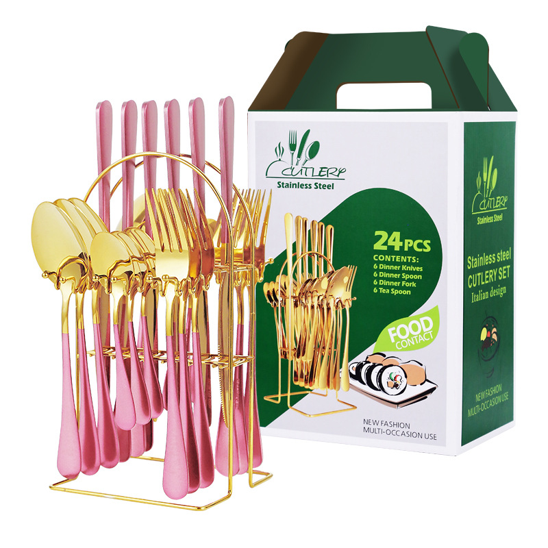 Conjunto de 24 piezas de oro rosa-caja verde_2
