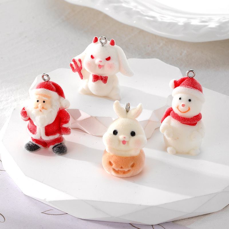 100g Weight Pendant Jewelry Making Type DIY Jewelry Accessories Classification 10 PCS/Package Quantity Flocking Material Christmas Festival Snowman Pattern Epoxy Design Cartoon Style Style 10 PCS/Package Flocking Snowman Pendant 无