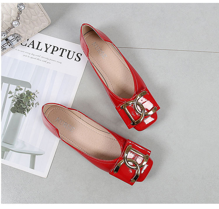 Women's Flat Shoes For Women Square Toe Low Heel Casual Work Shoes_voghion.com