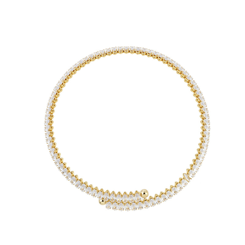17g Weight Zircon Inlay Material Bracelets, Necklace Classification 1 Piece Quantity Simple Style Round Copper Inlay Zircon Bracelets Necklace