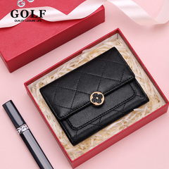 ゴルフ牛革の財布の女性の新しいファッションの短い小銭入れの銀行カードのカードは運転免許証のカードを挟みます。