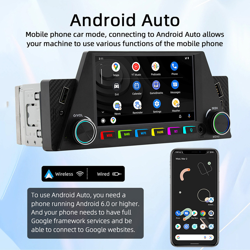 4.7 inch wireless carplay single spindle car mp5 player multimedia bluetooth card central control navigation 12V