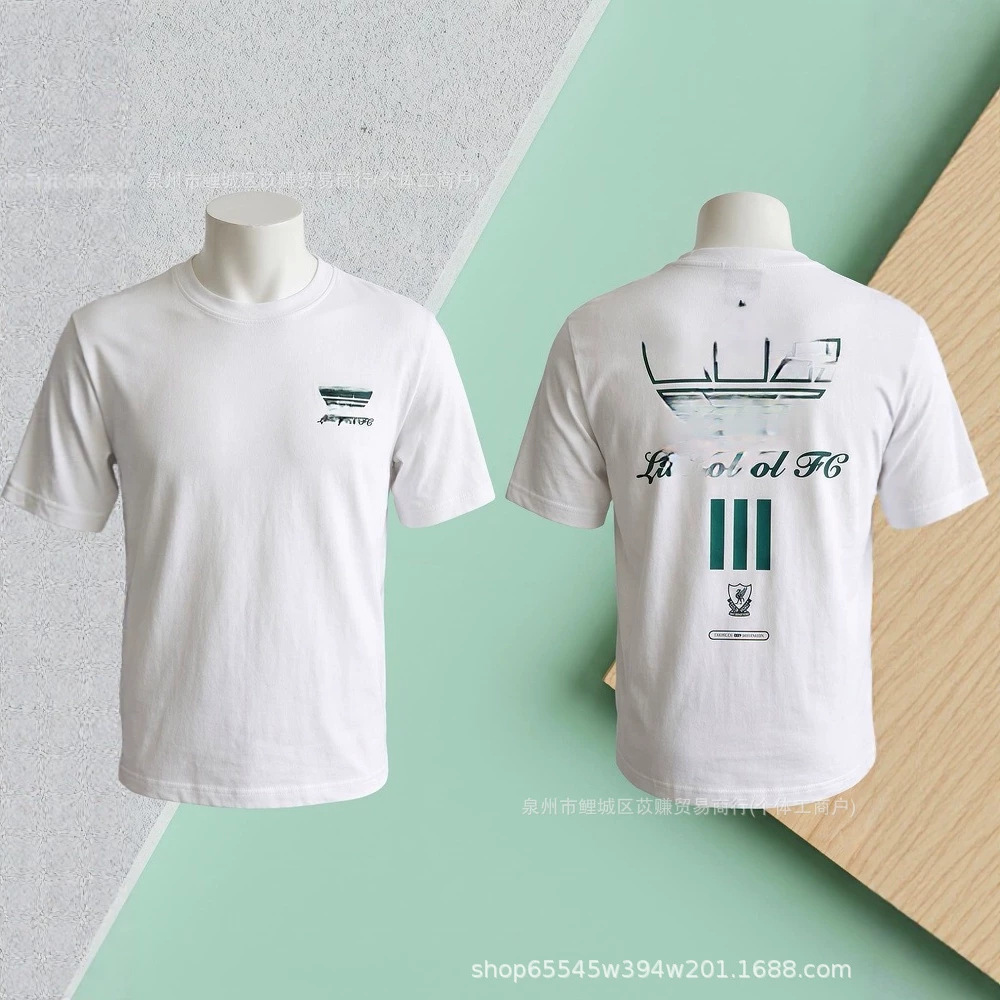 High-quality Hong Kong style trendy brand round neck unisex couple's sports casual short-sleeved t-shirt with print