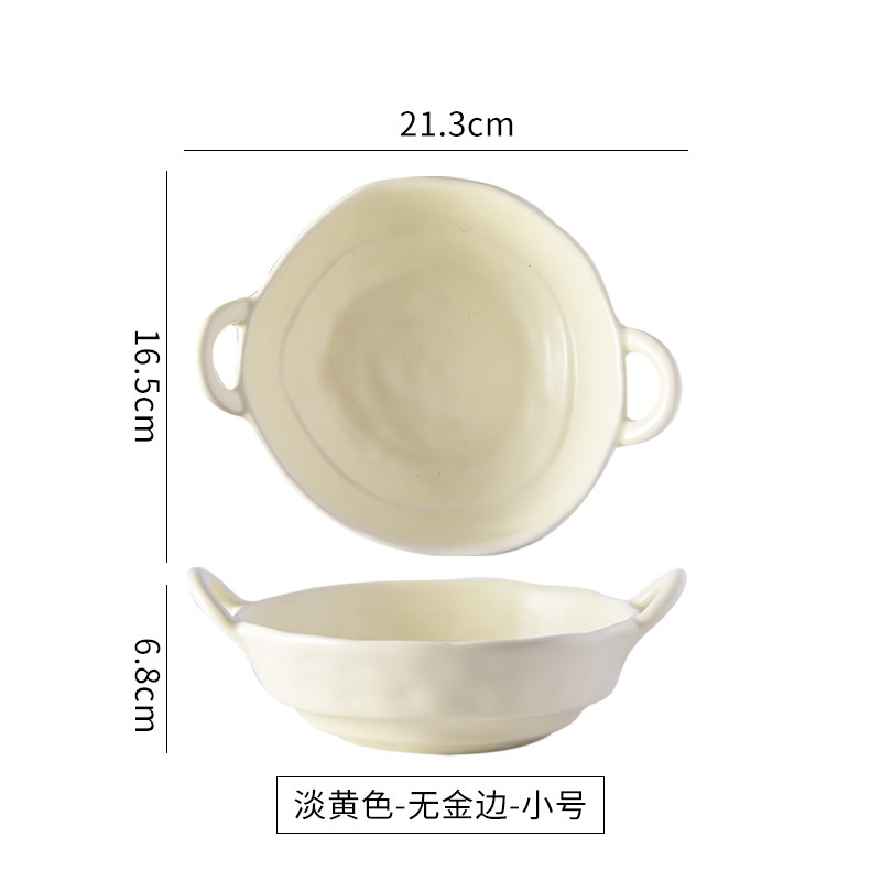 シンプルなマットセラミック両耳ボウル食器プノンペン不規則な手練り模様のスープボウルニッチラージボウルライスボウルラーメンボウル|undefined