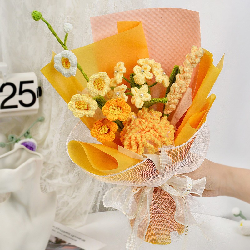 Flor de lana tejida a mano ramo de flores de girasoles flores de punto flor de simulación comercio exterior transfronterizo amazona