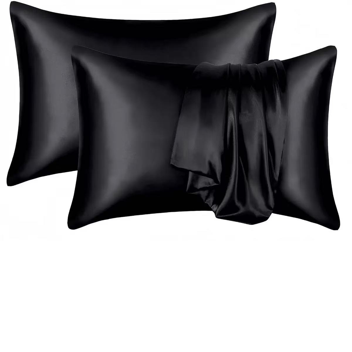 Comercio exterior transfronterizo sobre de color sólido imitación seda almohada funda de seda seda seda satin y piel almohada de sueño individual image 7