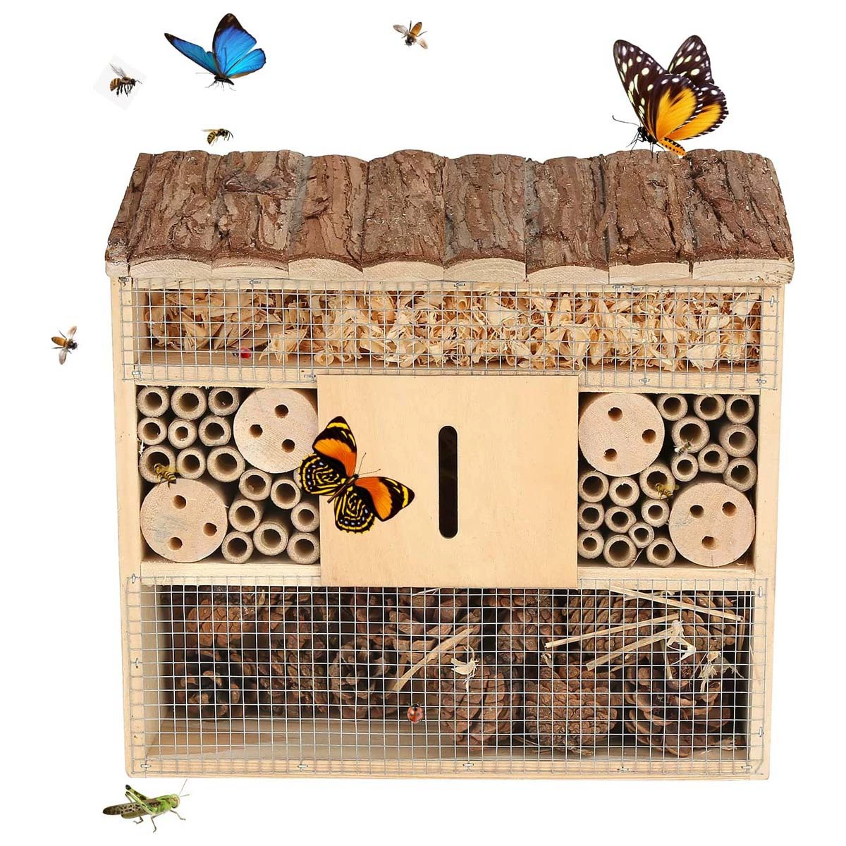 Спот сад деревянный дом насекомых с веревкой может повесить бабочку улья божья коровка полезна насекомое отель дом бабочки