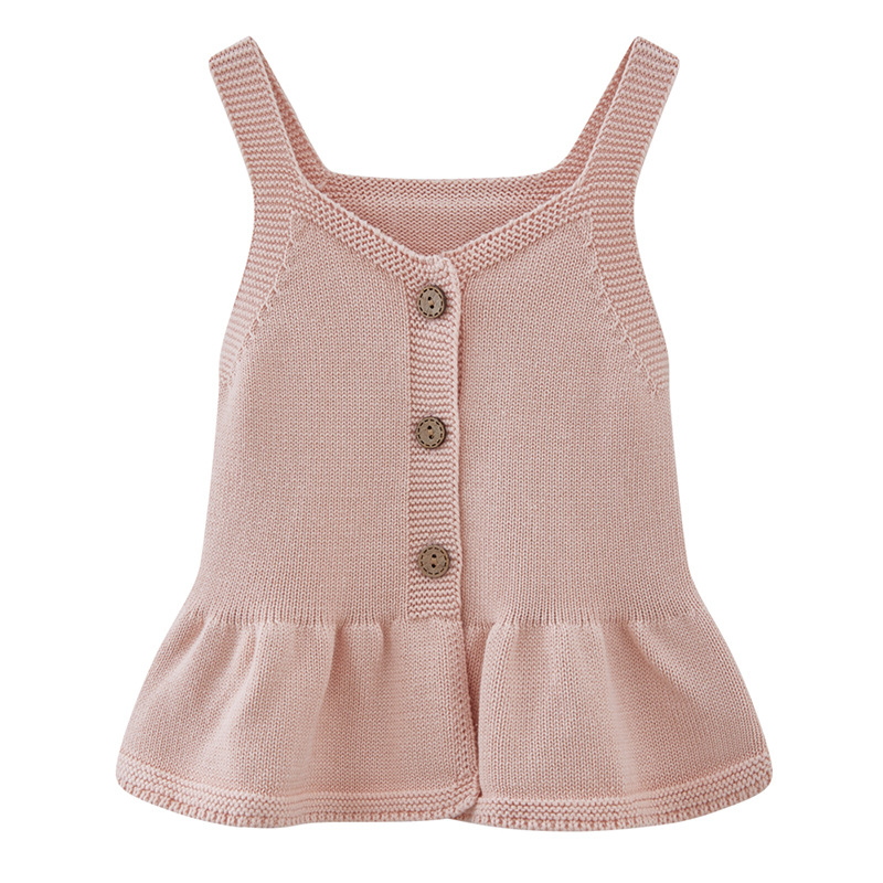 2025 vestido de chaleco de tirantes de algodón de lana para niños coreanos primavera y otoño chaleco de punto para niñas suéter cárdigan