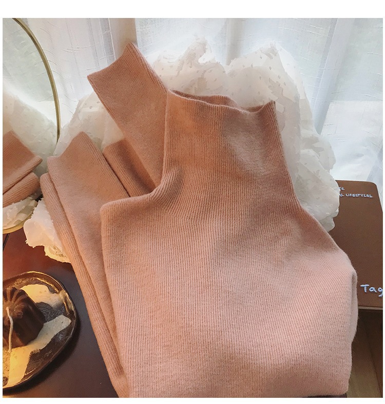 ChicShe ChicShe KANING Unifarbener, hochgeschlossener Strickpullover für Damen – Herbst/Winter 2025 – Neu, vielseitig, weich und warm_voghion.com