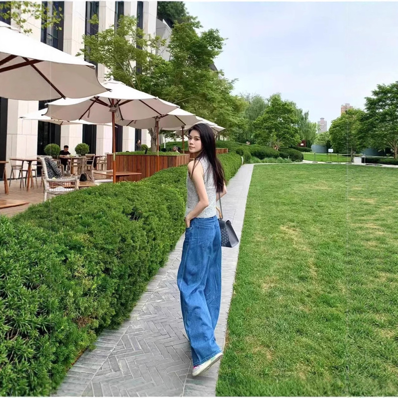 Lazy and Casual Retro 2025 Autum New Drawstring Straight Jeans Draped Aa0821A