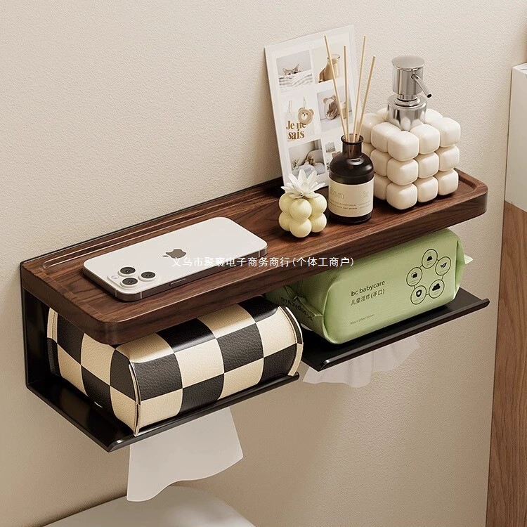 Держатель для рулонной бумаги для ванной комнаты из орехового дерева, коробка для туалетной бумаги для ванной комнаты, стойка для мытья рук без перфорации, коробка для туалетной бумаги