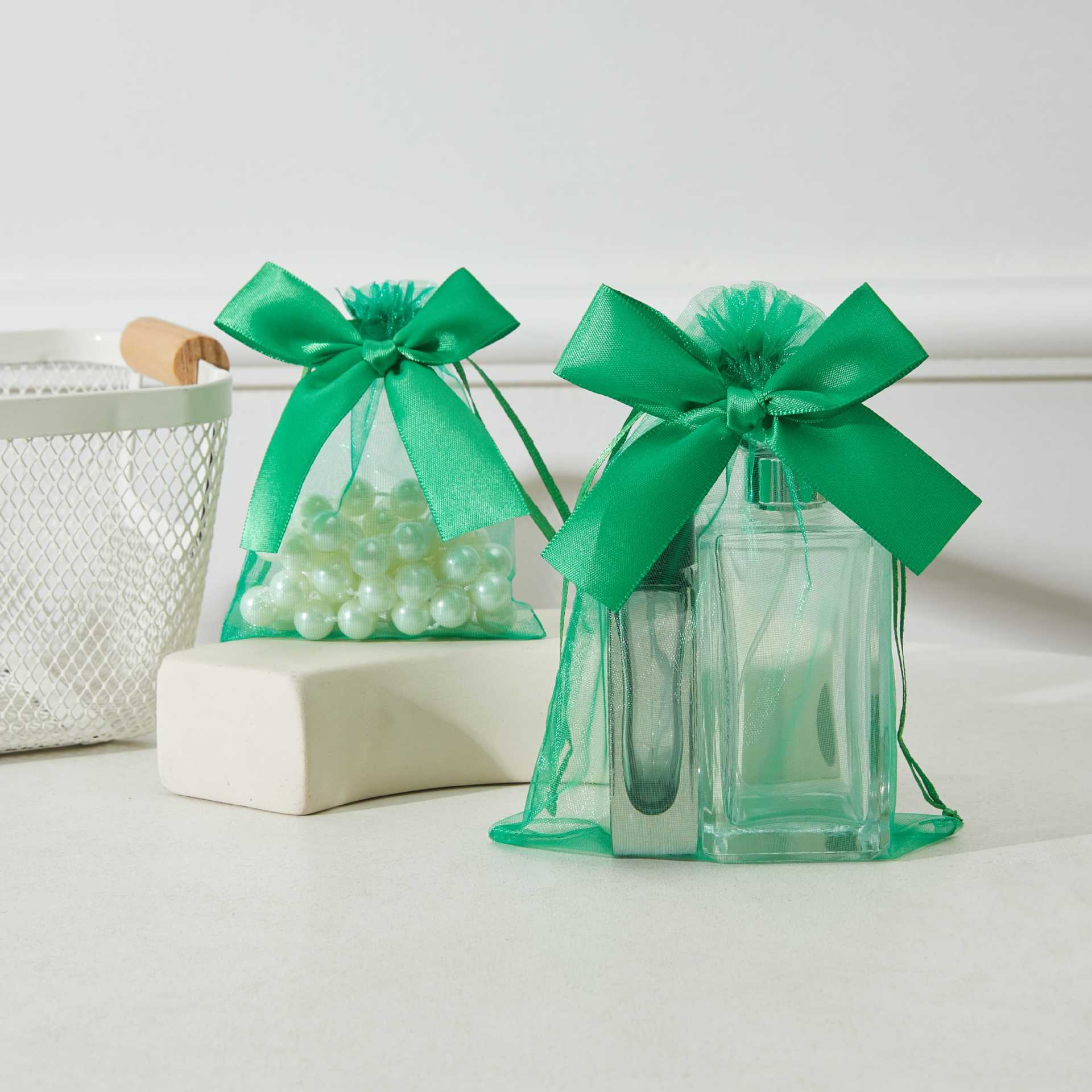 Bolso de gasa con lazo dorado transfronterizo, bolsa de dulces de boda, bolsa de regalo para fiesta, bolsa de embalaje de regalo, bolsillo con cordón