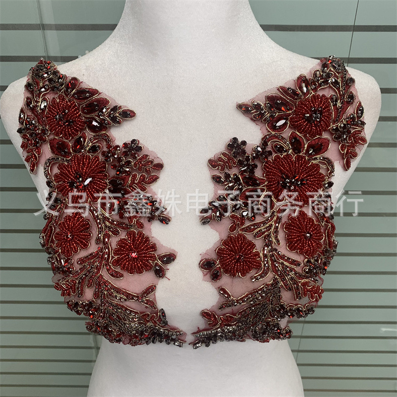 1 Pair of Heavy Industry Nail Bead Ordering Flower Luxury Bead Embroidery Flower Collar Corsage DIY Accessories Decals Light Luxury Garment Flower