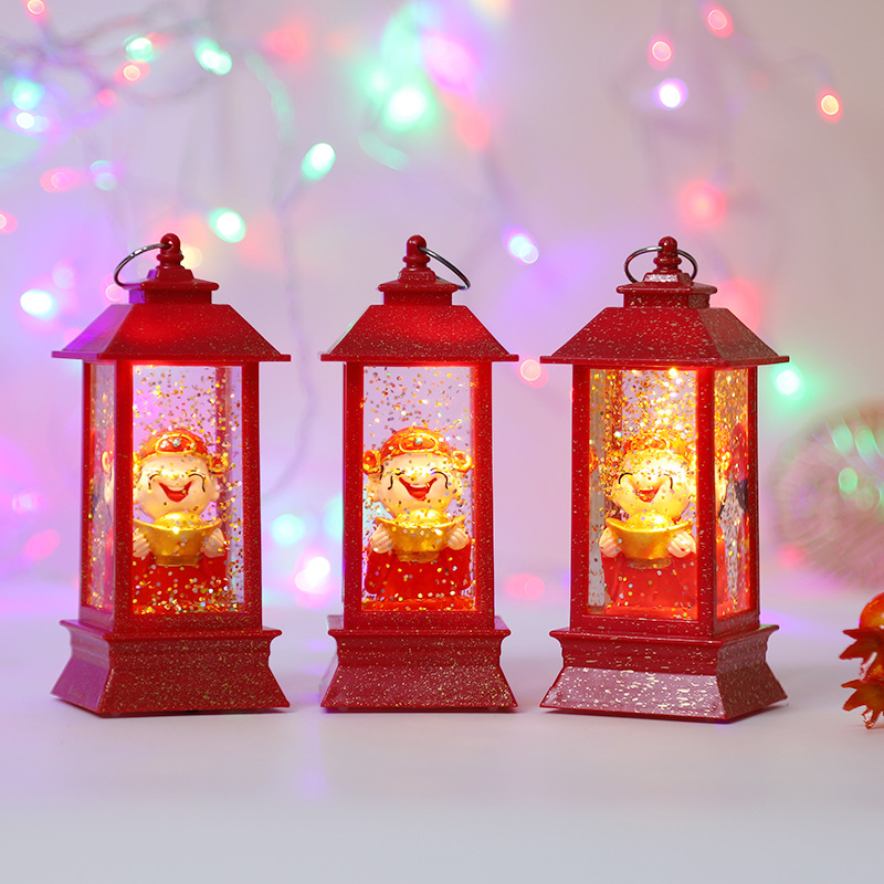 Dios de la fortuna lámpara de viento pequeña lámpara de aceite regalo de Año Nuevo decoración de escritorio decoración creativa LED luminosa lámpara de noche Dios de la fortuna