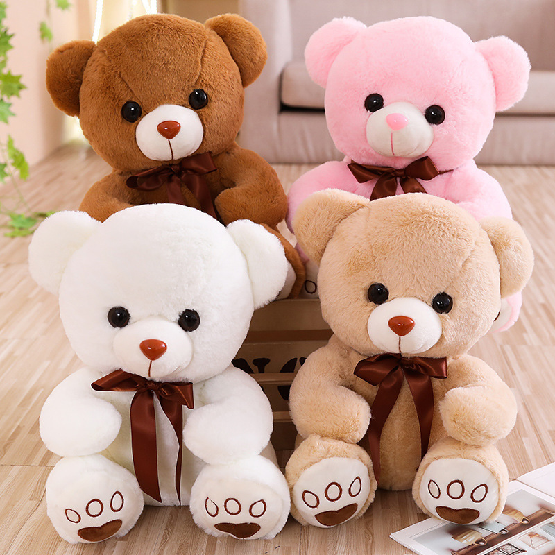 Linda postura sentada muñeca de oso de peluche cáscara de cuero semiacabado juguete de peluche abrazo muñeca de oso muñeca de cuero semiacabado