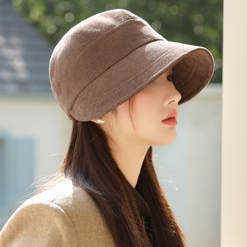 日本製の女性用秋冬帽子、ファッショナブルで多用途な盆地帽子、韓国風の暖かいひさし付きキャップ、大きなつば、顔が見える小さな乗馬帽子|undefined