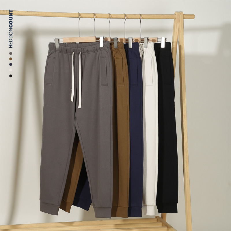 Men's Style Knit Joggers - 300g Twisted Weave Cotton Blend With Adjustable Drawstring (Navy, Black, Dark Gray, Khaki, Beige)_voghion.com