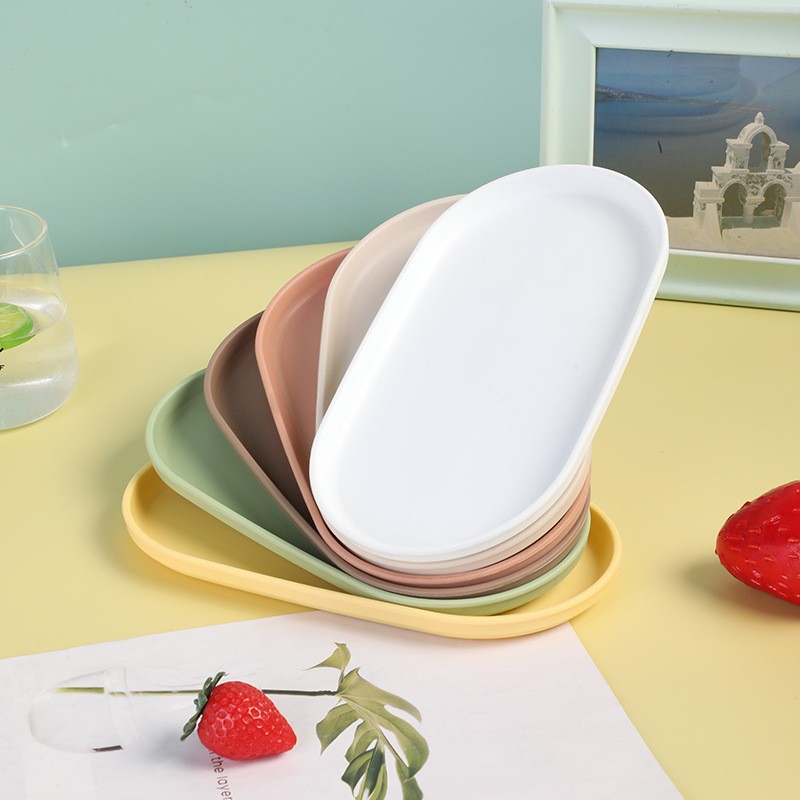 Household Living Room Tea Set Tea Cup Tray Oval Japanese Creative Modern Simple Fruit Breakfast Plate Snack Plate