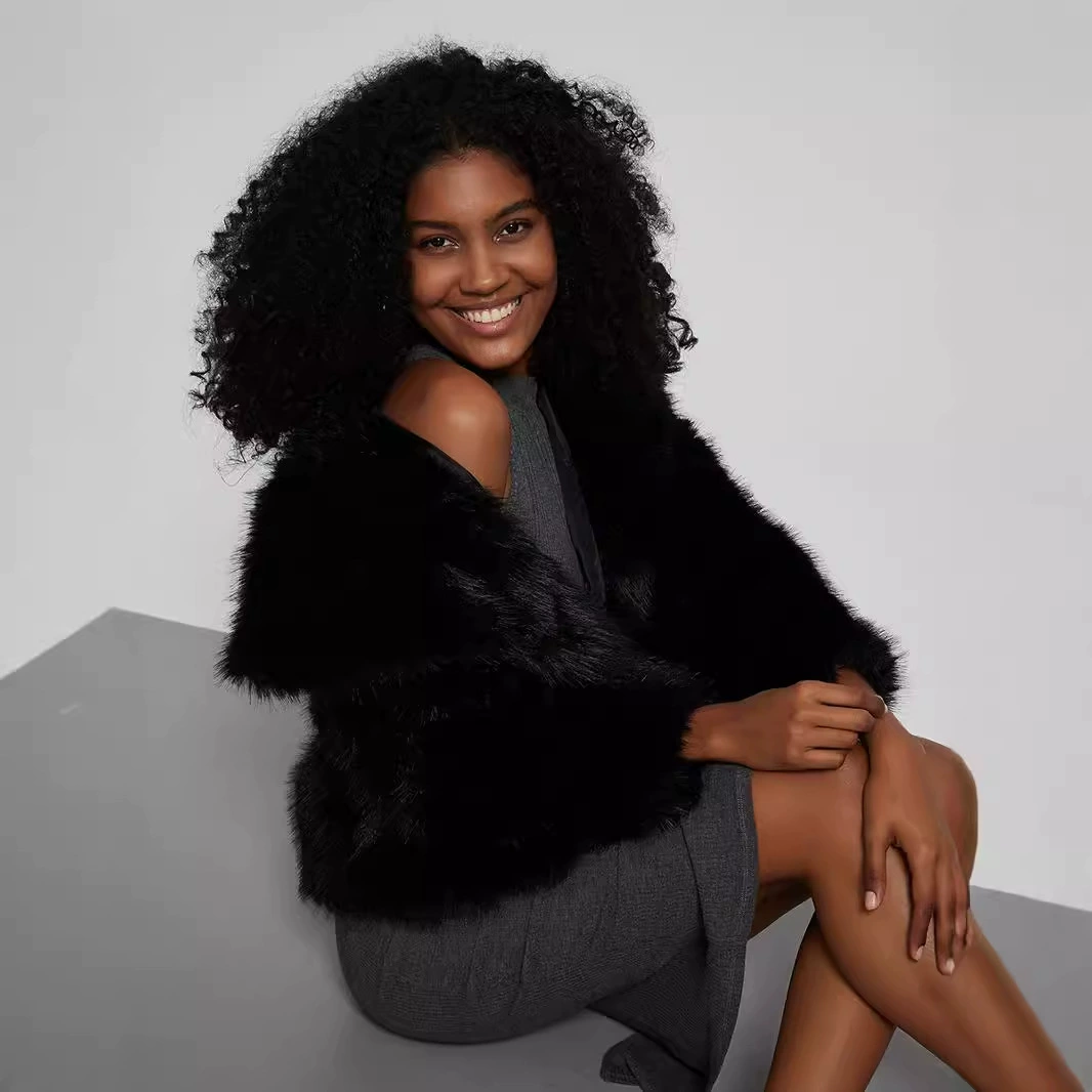 Трансграничная женская оптовая продажа европейский и американский ветер с искусственным мехом эффект куртка зима новый модный отворот теплый топ