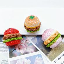 仿真草莓汉堡包微缩食玩娃娃屋装饰diy钥匙扣挂件迷你树脂配件