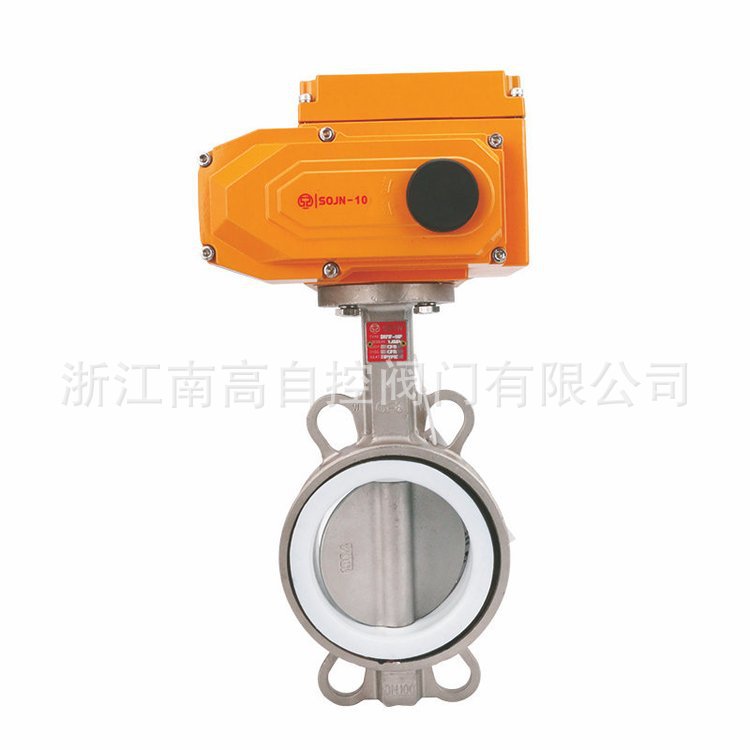 电动对夹式软密封全不锈钢304蝶阀衬四氟防腐蝶阀 D971F-16P