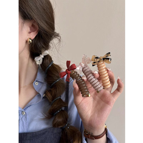 Butterfly knot bubble braid hair tie for women high elasticity telephone wire hair band to tie hair ponytail hair ribbon rubber band