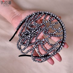 優拉潘 歐美盤頭造型發箍銀色水晶眉心墜髮飾 手工額飾頭鏈 SA01