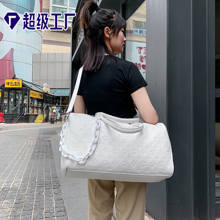 2024Pu Embossed Travel Bag for Women, Large Capacity Hand Luggage Bag for Men and Women, Sports Travel Suitcase, Fitness Leisure Anti-Theft