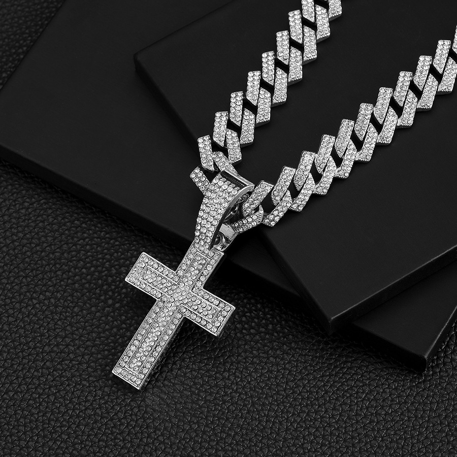 Cuban Link Chain Curb Chain Chain Type 1 Piece Quantity IG Style Religion Cross Alloy Inlay Rhinestones Unisex Pendant Necklace Necklace Pendant Men Pendant Necklaces