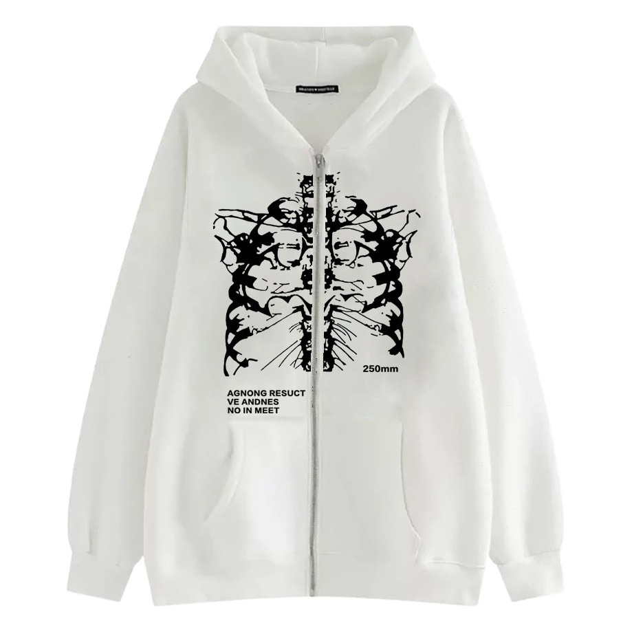 Oscuro transfronteriza cremallera suéter esqueleto con capucha esqueleto Sudadera con capucha de alta Calle de los hombres de moda suéter chaqueta