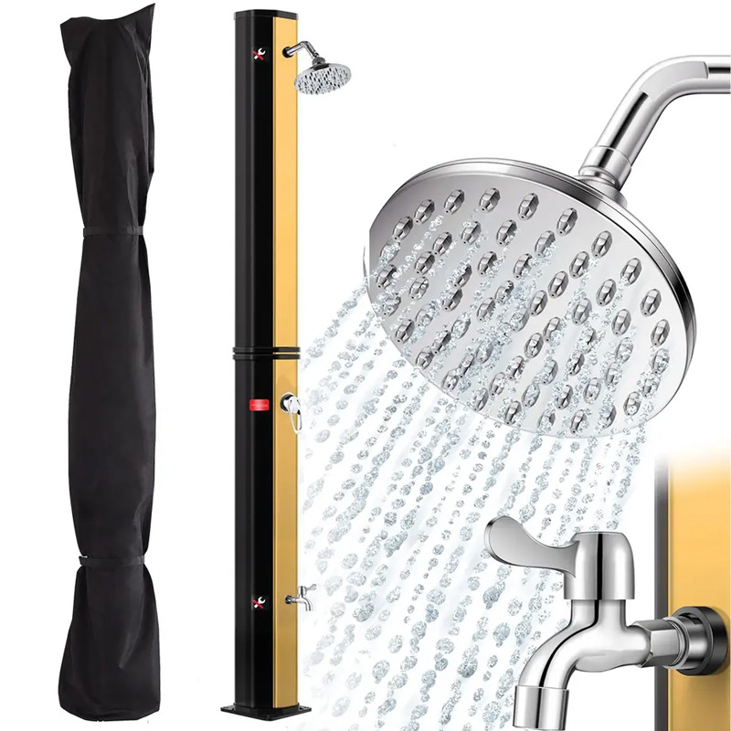 Económico octogonal cepillo de oro luz resistente a los rayos UV PVC fácil instalación 35L al aire libre ducha solar del jardín