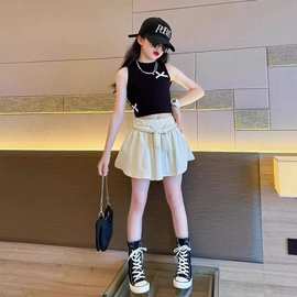 女童夏季吊带短裙套装儿童新款甜酷风童装一整套时尚背心百褶裙裤