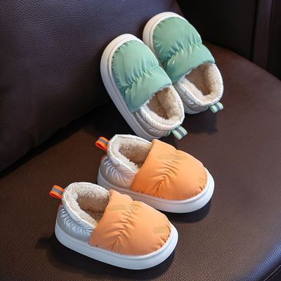 children waterproof Cotton-padded shoes Down shoes winter The thickness of the bottom non-slip Cotton slippers girl Indoor and outdoor Parent-child shoes