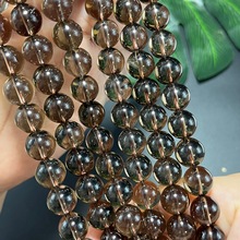 12-14mm纯天然茶水晶茶晶石圆珠散珠厂家发玻璃体茶晶石天然水晶