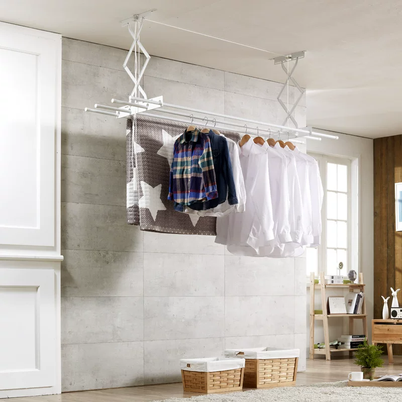 Spot can retain the balcony lift, lift the drying rack metal spray plastic ceiling hanger to dry the rod