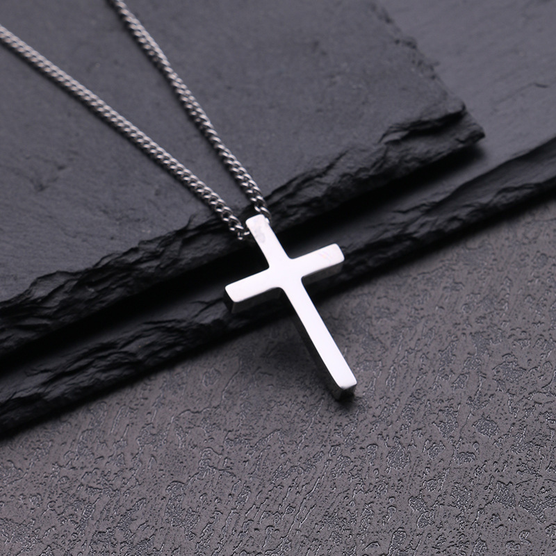 Titanium Steel Necklace Men's Pendant Personalized Trendy Sweater Pendant Jewelry Korean Style Student Simple Cross Accessories Women