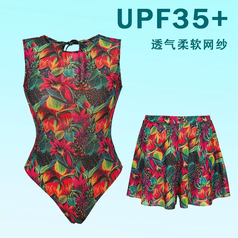 2025欧美跨境连体比基尼Купальник防晒泳衣短裤两件套