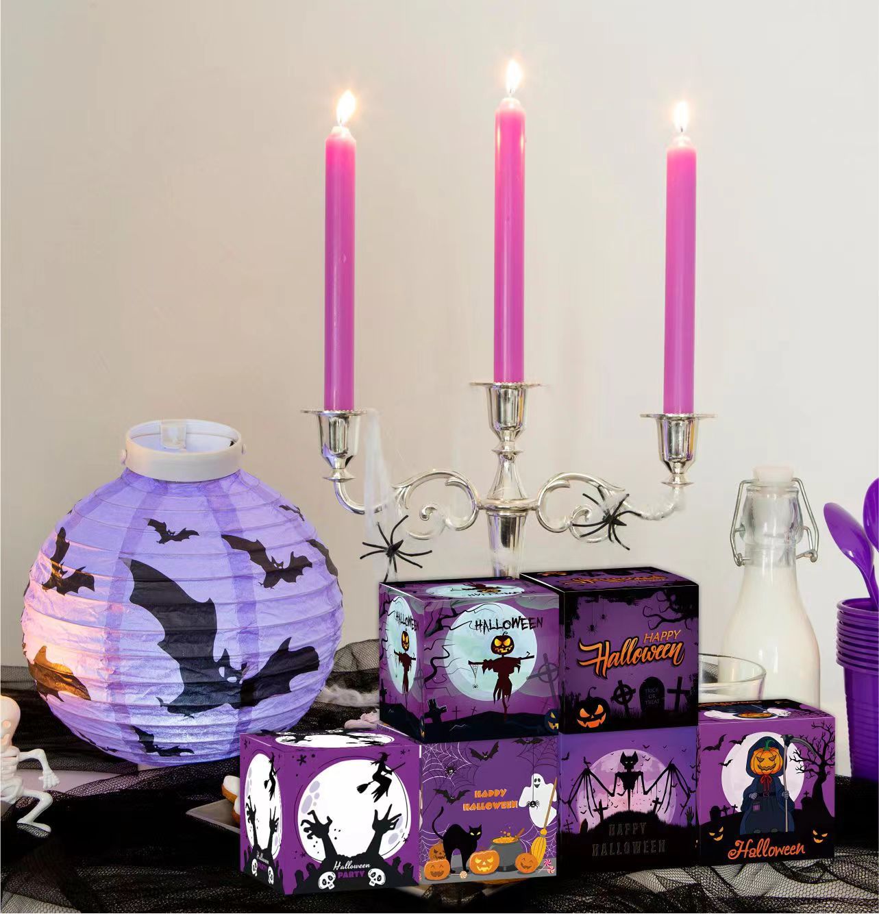 Κουτί με μπομπονιέρες για κέρασμα ή κέρασμα για το Halloween, διακόσμηση πάρτι, χάρτινο κουτί, διακόσμηση δείπνου, κουτί με μπομπονιέρες_voghion.com