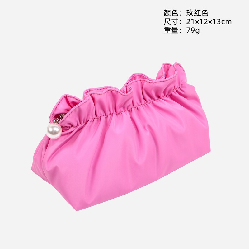 プリーツパール化粧品袋、大容量、高級感、高価値化粧品袋、女性用収納袋、トイレタリーバッグ、1個から|undefined