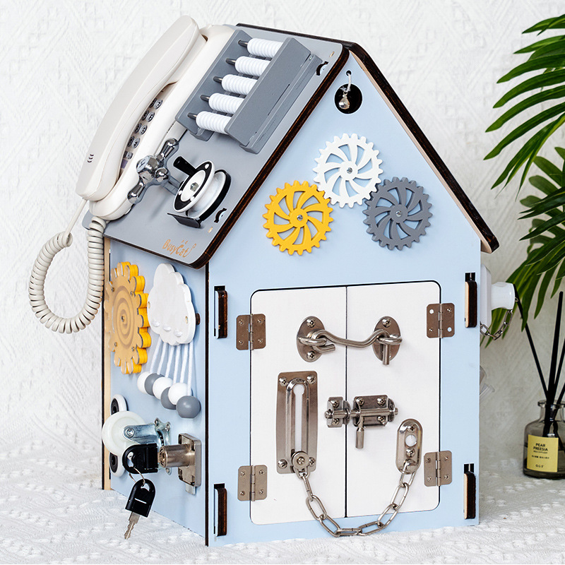 Madera ocupado tablero casa niños Montessori 1-2 años bebé casero DIY educación temprana juguetes educativos