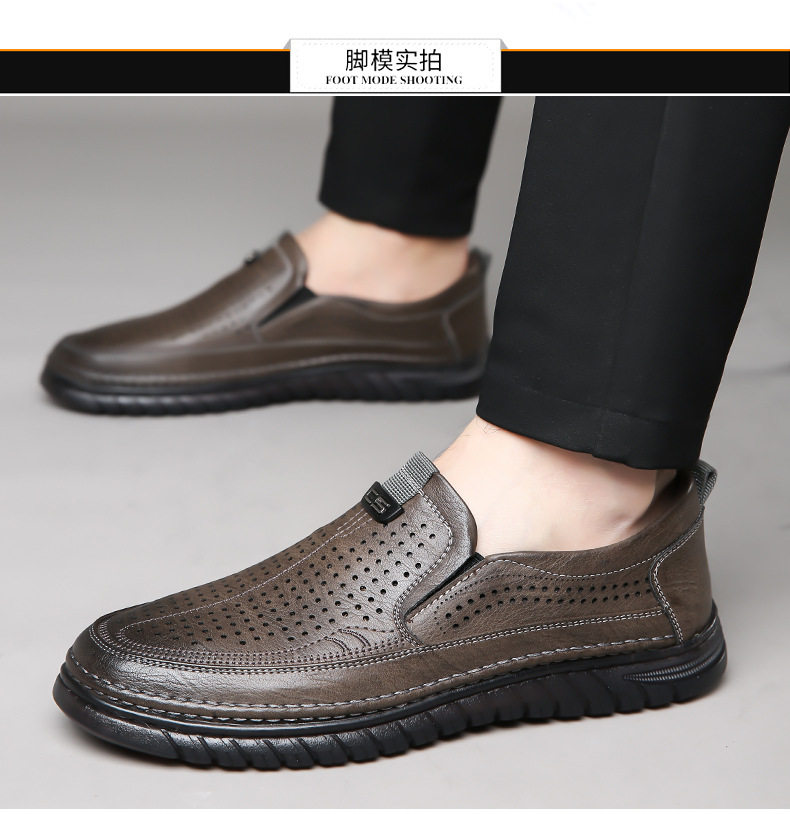 Giày lười nam da mềm đế mềm chống trượt, giày da công sở thường ngày — Xăng đan kaki, Xăng đan màu đen chi tiết 13