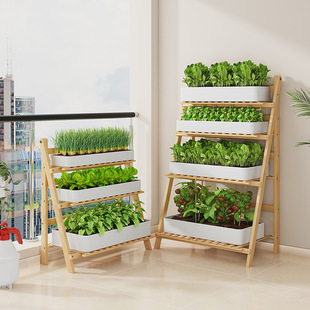 New Flower Rack Storage Balcony Stepped Vegetable Growing Bracket Folding Succulent Potted Green Basket Living Room Simple Floor-Standing