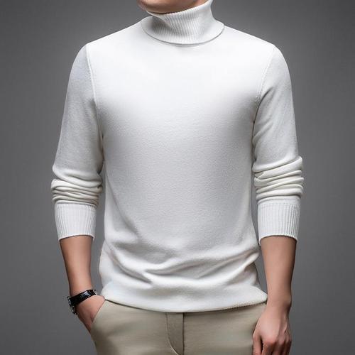 High-Neck Knit Sweater for Men - Trendy Brand Stylish Autumn/Winter Base Shirt with Collar - Quality Men's Top for a Polished Look